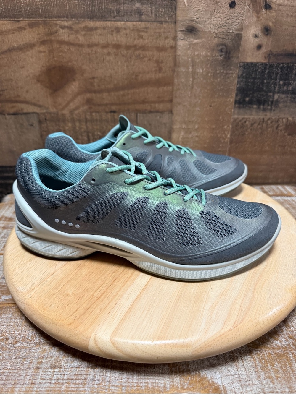 ECCO BIOM Fjuel Racer Women’s EU 40 US 9-9.5 Gray Green Athletic Shoes